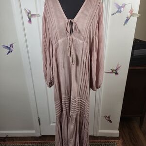 Young Fabulous & Broke Boho Maxi Dress Dusty Rose Size L